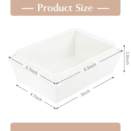 ZORRITA Paper Charcuterie Boxes with Clear Lids, 8 x 6 Inch, White, 20 Pack | Large Disposable, Take Out Bakery Boxes, For Cake, Cupcakes, Sandwiches, Cookies, Cocoa Bombs, Salads - color: White (20 Pack)