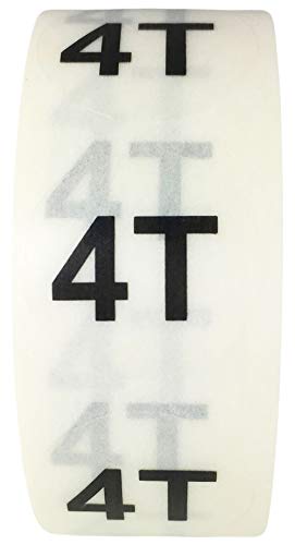 Clear Circle 4T Clothing Size Stickers - 3/4 Inch Round, 500 Clear Plastic Adhesive Labels Per Roll for Retail Apparel, Kids Clothing Organization, and Inventory - Made in the USA - color: 4t