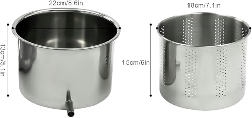 Fruit Wine Press 3L / 6L Manual Wine Press Fruit Cider Grinder Dual Stainless Steel Barrels, Manual Press Machine with T-Handle, for Cider Cheese Herb Vegetables~/
