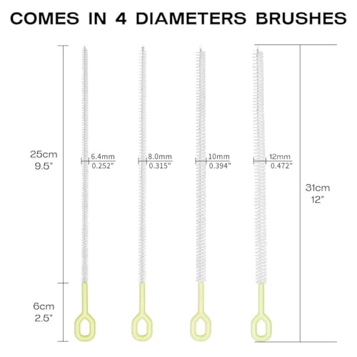 Straw Clean Brush Extra Long Straw Tube Brushes for Cleaning, Reusable Drinking Straw Cleaner Brush Set, Glass Pipe Cleaning Brush (12 inch) - size: 12 Inch