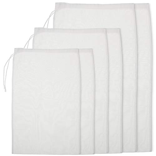 Boao 6 Pack Nut Milk Bags - Reusable Food Strainer Bags with Fine Mesh Nylon Drawstring, 3 Sizes