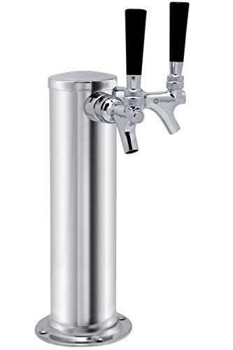 Kegco KC D4743DT-Ss Double Tap Stainless Steel Draft Beer Kegerator Tower, 3" Diameter - size: 2 Faucet
