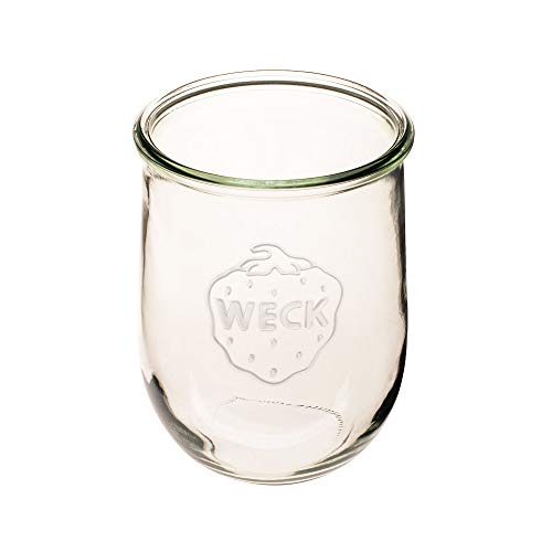 Weck Tulip Jar - Sour Dough Starter Jars for Sourdough - 1 x WECK 745 Large Clear Jar with Wide Mouth - 1 Liter Includes Glass Lid, rubber seal and steel clips