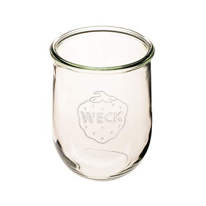 Weck Tulip Jar - Sour Dough Starter Jars for Sourdough - 1 x WECK 745 Large Clear Jar with Wide Mouth - 1 Liter Includes Glass Lid, rubber seal and steel clips