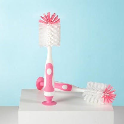 Chemimoso Multifunctional Cleaning Brush, Baby Bottle Brush, Bottle Brush Cleaner, Rotate The Suction Cup to Obtain The Small Bristle Brushes, Set Z, Pink, Nylon and Nylon Brush - color: Pink 2