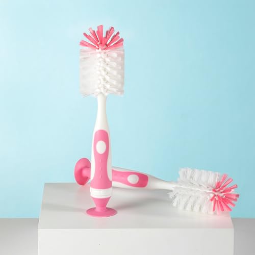 Chemimoso Multifunctional Cleaning Brush, Baby Bottle Brush, Bottle Brush Cleaner, Rotate The Suction Cup to Obtain The Small Bristle Brushes, Set Z, Pink, Nylon and Nylon Brush - color: Pink 2
