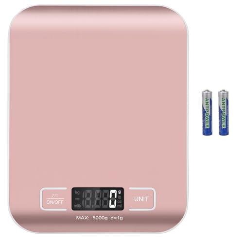 Digital Shipping Scale,Stainless Steel Panel, Accurate Portable Postal Scale for Packages, Small Business,Kitchen, Food, Handmade, Liquids, and Boutique (Rose Gold Battery(5kg/1g)) - color: Rose gold Battery(5kg/1g)