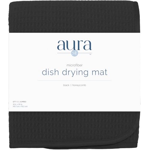 S&T INC. Dish Drying Mat Jumbo, 18” x 30”, Absorbent Microfiber Kitchen Counter Mat, Dish Drying Pad for Dishes, Utensils, Pots and Pans, Jumbo, Black - size: 18" x 30"