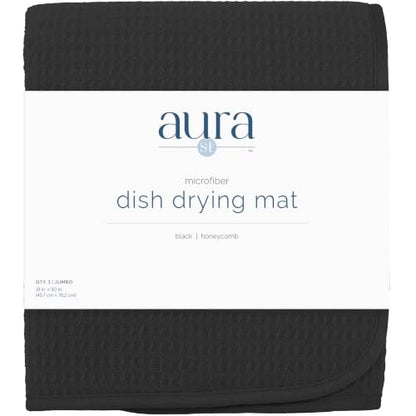 S&T INC. Dish Drying Mat Jumbo, 18” x 30”, Absorbent Microfiber Kitchen Counter Mat, Dish Drying Pad for Dishes, Utensils, Pots and Pans, Jumbo, Black - size: 18" x 30"