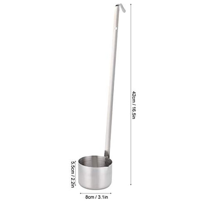 BORDSTRACT Wine Ladle, Stainless Steel Long Handle Wine Dipper Flat Bottom Oil Vinegar Sauce Ladle Wine Measuring Cup Dipper Spoon with Hook for Pouring Sauce Oil Coffee Beer(250ml)