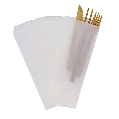 Quotidian White Flat Medium Glassine Paper Bags 3" x 10" (8 x 25.4cm) Pack of 100 - Birthday Treat Grocery Decorative Bread Popcorn - size: 3x10 Inch