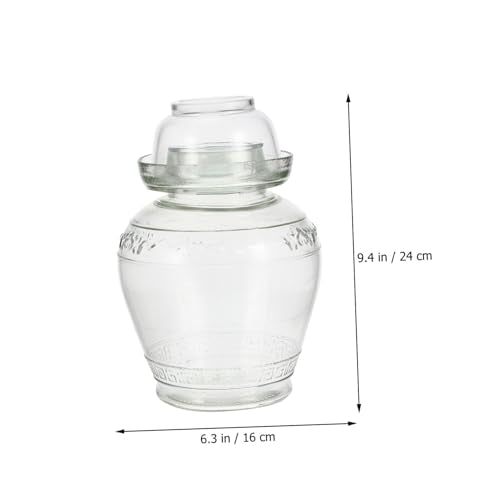 Airtight Glass Pickle Jar Set 5lb Capacity with Water Seal Lid, Thickened Glass Fermentation Crock for Household Pickling and Vegetable Storage, Includes Inner Lid, Brush,
