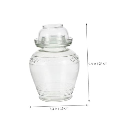 Airtight Glass Pickle Jar Set 5lb Capacity with Water Seal Lid, Thickened Glass Fermentation Crock for Household Pickling and Vegetable Storage, Includes Inner Lid, Brush,