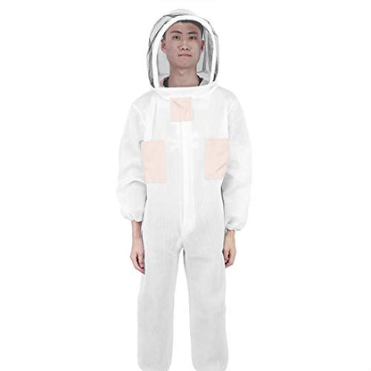 Beekeeping Suit, Ventilated Beekeeper Jacket Smock with Double Zippers and Hood Veil for Apiary Protective Clothing Supplies (L)