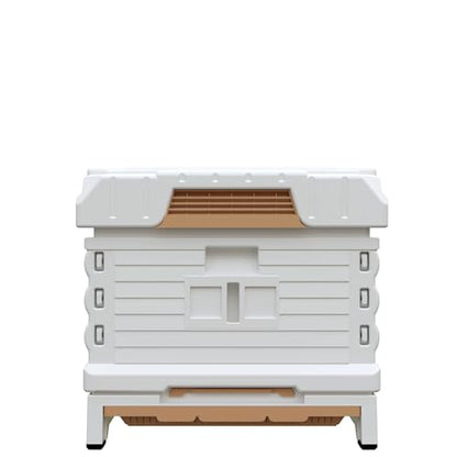 Apimaye Ergo Insulated 10 Frame Bee Hive Set with New Dual Feeder! [NO Frames Included] (White Body Green Entrance, Single) - color: White Body Green Entrance