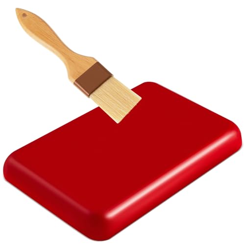 Cheese Wax Block for Preserving Cheese 2.2 lb Red Wax for Cheesemaking with Brush for Long Term Storage, for a Variety of Different Types Preserve Refined, Melting Point 70 Degrees Celsius