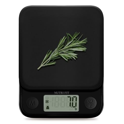 Food Scale Kitchen Scale Weight Grams and Ounces Small Digital Scale for Weight Loss Baking Cooking Coffee of NUTRI FIT, Max 11lb 0.5g Increment, LCD Smart Tare, Easy to Use for Travel, AAA Battery - color: Classic Black