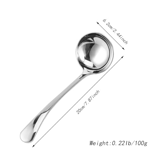 2-Piece Stainless Steel Small Ladle Set with Slanted Pour Spout, Sauce and Gravy Ladles, Modern Kitchen Utensil Set, 8-Inch Handle, Dishwasher Safe