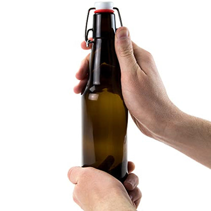 Cocktailor Glass Grolsch Beer Bottles (12-pack, 11 oz./330 mL) Airtight Seal with Swing Top/Flip Top Stoppers - Home Brewing Supplies, Fermenting of Alcohol, Kombucha Tea, Wine, Soda - Amber