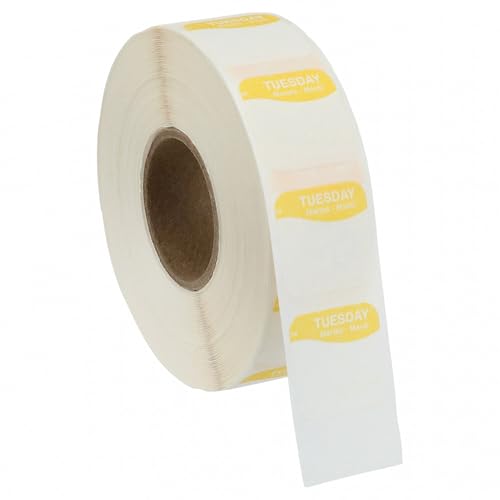 DayMark Day of the Week Dissolvable Label, Tuesday, 3/4" x 3/4", Yellow (Roll of 1000) - size: Tuesday
