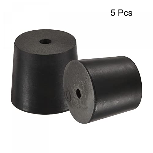 MECCANIXITY Rubber Tapered Plug 26mm to 32mm with Hole Test Tubes Bungs Stopper Black for Lab Home 5 Pieces - size: 26mm - 32mm