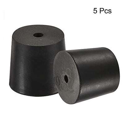 MECCANIXITY Rubber Tapered Plug 26mm to 32mm with Hole Test Tubes Bungs Stopper Black for Lab Home 5 Pieces - size: 26mm - 32mm