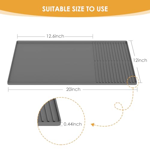 Silicone Coffee Mat with Raised Edges, 20'' X 12'', Bar Mat for Countertops, Fits Under Coffee Maker, Espresso Machine, Dish Drying Mat (GRAY) - color: Gray, size: 11.8" x 19.7"