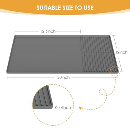 Silicone Coffee Mat with Raised Edges, 20'' X 12'', Bar Mat for Countertops, Fits Under Coffee Maker, Espresso Machine, Dish Drying Mat (GRAY) - color: Gray, size: 11.8" x 19.7"