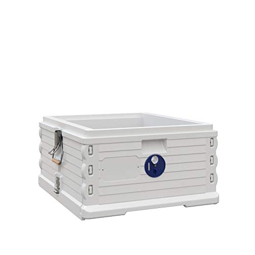 Apimaye Insulated Deep Super 10 Frame [NO Frames Included] (White Body Blue Entrance) - color: White Body Blue Entrance