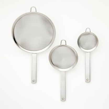 Figmint Silver,3pc Stainless Steel Mesh Strainer Set, (3", 5", and 8")