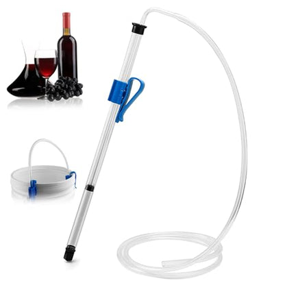 Auto Siphon Homebrew, Auto Siphon 14 Inch Homebrew Pump with Tubing and Clamp Clear Wine Making Kit for Small Batch Beer Kombucha Wine, Pump