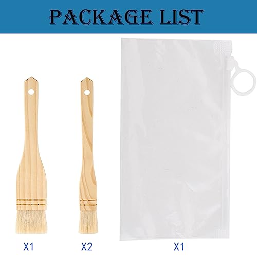 3PCS Pastry Brushes Basting Oil Brush with Goat Bristles and Hardwood Handles BBQ Cooking Baking Brush for Baking, Grilling, Cooking and Spreading Oil, Butter, BBQ Sauce, or Marinade
