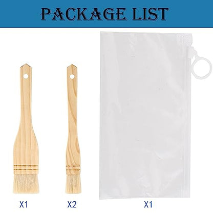 3PCS Pastry Brushes Basting Oil Brush with Goat Bristles and Hardwood Handles BBQ Cooking Baking Brush for Baking, Grilling, Cooking and Spreading Oil, Butter, BBQ Sauce, or Marinade