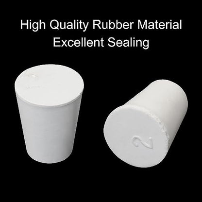 12 Pack Size 2# Solid Rubber Stoppers, Tapered Lab Seal Tube Stopper Plug, 20x15x26mm (White) - color: White, size: 2#