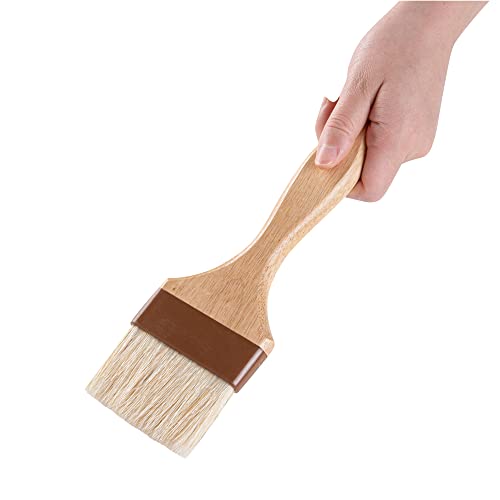 Restaurantware Pastry Tek 3 Inch Wide Buttering Brush 1 Boar Bristle Pastry Brush - Hardwood Handle Built-In Hanging Hole Wood Basting Brush Sturdy Ferrule For Glazing And Basting - size: 9 1/2"