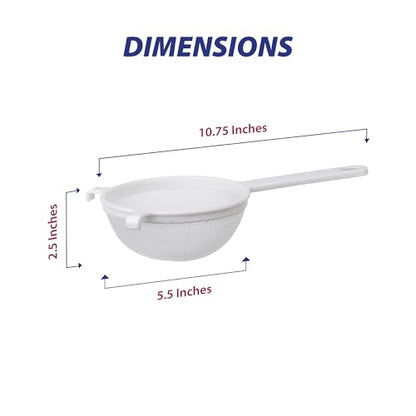 HIC Kitchen Double-Ear Fine Mesh Strainer, BPA-Free, 5.5-Inch, For Sifting Baking Ingredients, Straining, And Draining Soups, Sauces, And Stocks - color: Double-Ear Fine Mesh White, size: 5.5-Inch