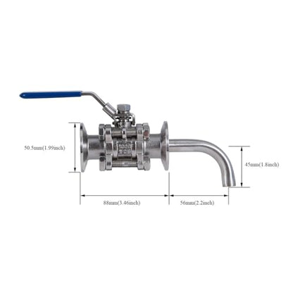 Brewing Equipment 1.5 Inch Tri Clamp Ball Valve & Racking Arm Pick-up Tube Stainless Steel 304 Homebrew Boil Kettle Conical Fermenter Parts Brewing Equipment