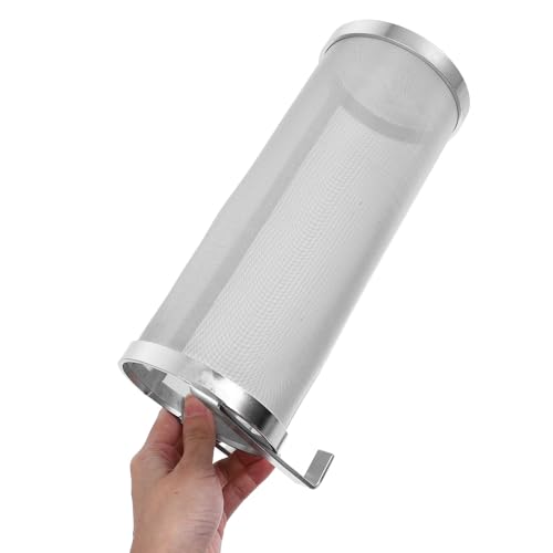 SHINEOFI Stainless Steel Brewing Filter Cylinder 10x25cm Mesh Strainer for Homebrew Beer Brewing Grain Filter Tube with Double Hook Holder