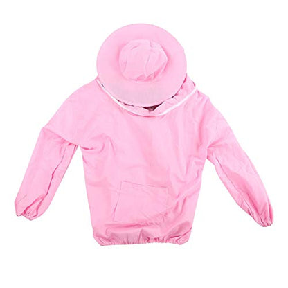 Beekeeping Tools Suits,Breathable Adult Anti Bee Veil Suit Beekeeping Protective Clothing Beekeeper Protective Outfit Upper Body Beekeeping Jacket with Veil Hood Ventilated (Pink) - color: Pink