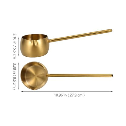SHINEOFI Stainless Steel Oil Dipping Ladle Long Handle Oil Dipping Spoon Kitchen Water Scoop for Cooking Golden - color: Golden