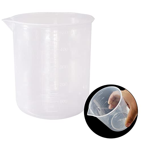 Waziaqoc 500ml/17.1oz Plastic Graduated Beaker, 3 Pack | Transparent PP, Measuring Cup, Mixing Cup, Kitchen Lab - color: 3pcs, size: 500 ml