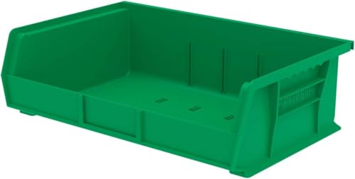 Akro-Mils 30255 AkroBins Plastic Storage Bins, Space-Saving Stackable Bins for Garage, Pantry, Craft Organization, 11" x 16" x 5", Green, 6-Pack - color: Green