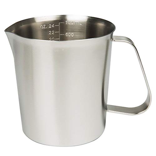Measuring Cup, Stainless Steel Measuring Cup (24 Ounce/ 0.7 Liter), Milk Frothing Pitcher, Steaming Pitcher, Milk Frothing Cup with Marking with Handle for Espresso Machines, Latte Art - size: 24 OZ (700ML)