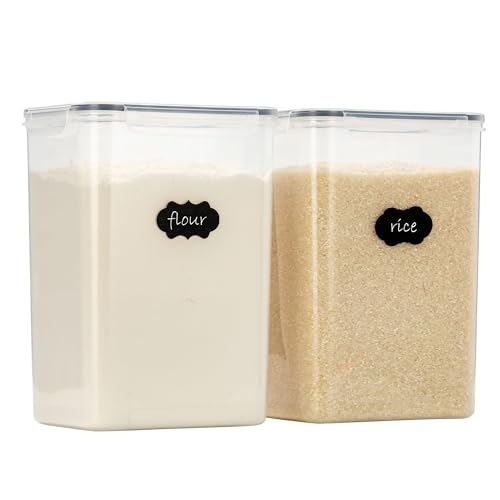 Chef's Path Airtight Food Storage Containers with Measuring Cups, Set of 2, 9.5L, 320Oz, Spacious, Leakproof Design Pantry Canisters for Flour, Sugar, and Bulk Food Storage - Transparent