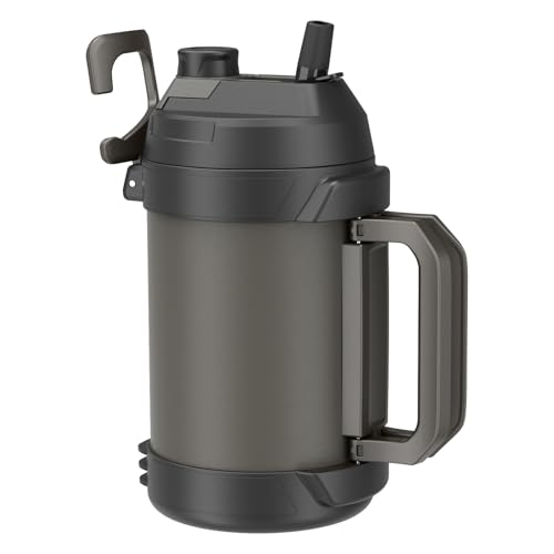 Zukro 1 Gallon Water Jug, One Gallon Large Triple Wall Insulated Water Bottle With Straw and Spout, Keep Cold 48 Hours, No Sweat 128 oz Stainless Steel Sport Jug For Gym, Camping, Outdoors, Coal - color: Coal
