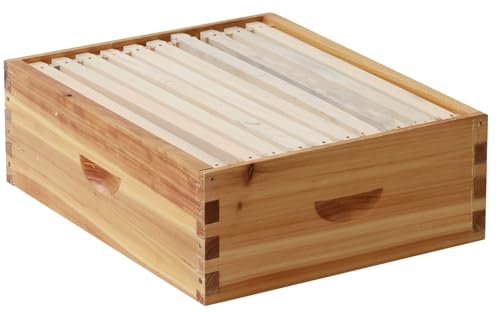 Bee Hive Box, 10 Frame Beeswax Coated Bee Hive Starter Kit for Beginners Beekeepers (1 Medium Box) - size: 1 Medium Box