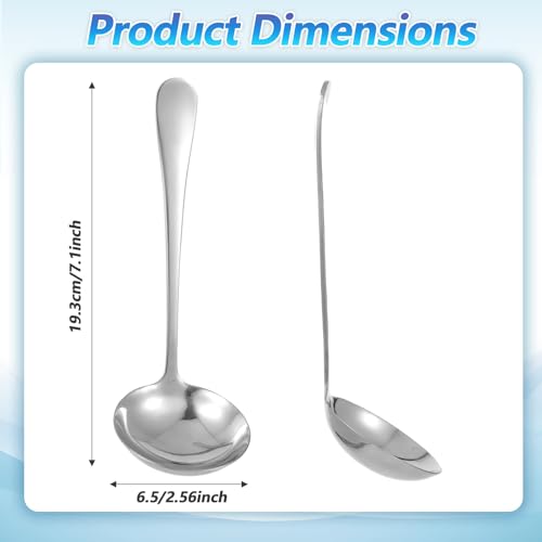Jeffdad Gravy Ladle, Stainless Steel Sauce Soup Ladles 7.1‘’ Gravy Ladles Silver Polished Kitchen Utensil for Spooning GravySauce Soup