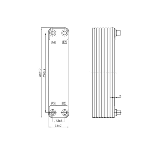 Heat Exchanger, 1/2 Brazed Plate Heat Exchanr Wort Chiller Stainless Steel Material Brewing Chiller Homebrew Wort Chiller 316mm*73mm