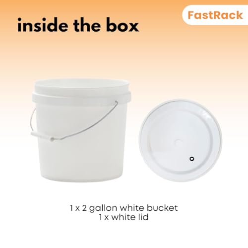 FastRack 2 Gallon Fermentation Bucket with Lid | BPA-Free Food-Grade Plastic | HDPE Brew Bucket with Handle & Grommeted Lid | Ideal for Beer, Wine, Mead, Cider & Food Storage - size: 1 Pack