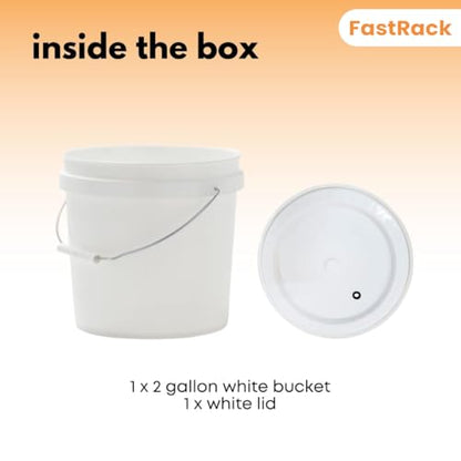 FastRack 2 Gallon Fermentation Bucket with Lid | BPA-Free Food-Grade Plastic | HDPE Brew Bucket with Handle & Grommeted Lid | Ideal for Beer, Wine, Mead, Cider & Food Storage - size: 1 Pack
